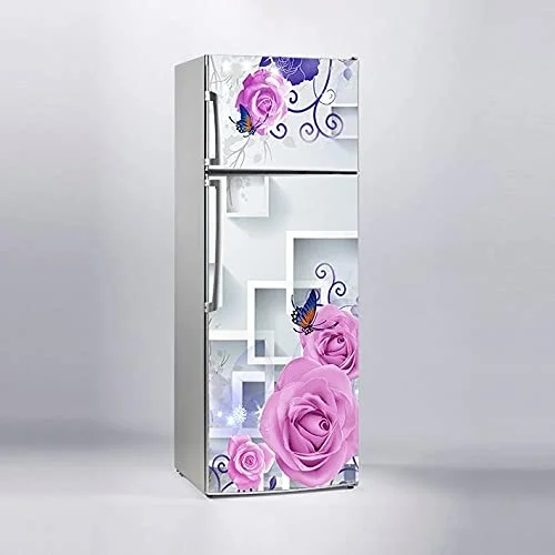 Buzdolabı Sticker Kaplama Dolap Kaplama Etiketi Pembe Güller ve Çiçekler