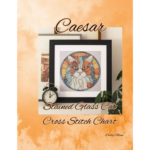 Caesar: Stained Glass Cat Cross Stitch Design