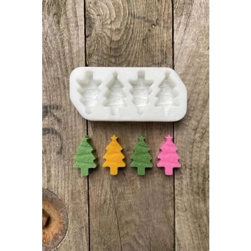 Çam Ağacı Mini Dörtlü Mum Kalıbı (Silikon)