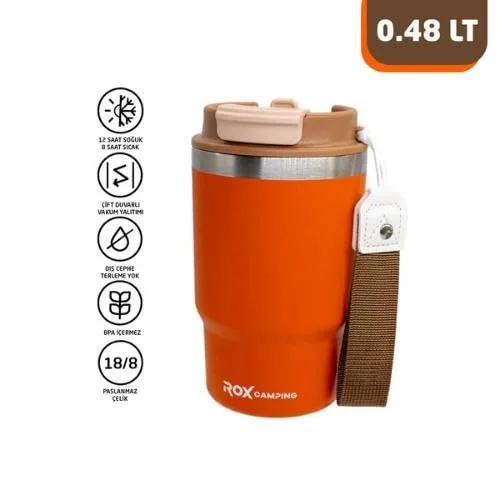 Camping 0195 Pipetli Kahve Termosu 0.48 Lt - Turuncu