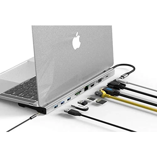 CDG-CNV80 Type-C to 10in1 Macbook Notebook Port Çoklayıcı (3xUSB 3.0+HDMI+USB 3.1 Type-C + RJ45 + SD/TF)