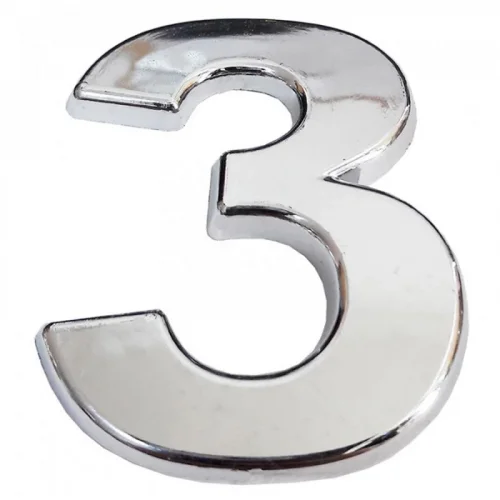 Mey İthalat® Cemax Krom Yapışkanlı 3 Rakamı 5 cm