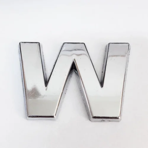 Mey İthalat® Cemax W Harfi  3,75 cm Krom Yapışkanlı