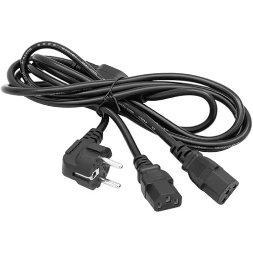 Çift Güç Çıkışlı PC Power Kablosu, IEC C13, AC220V, 1.8 Metre, Siyah