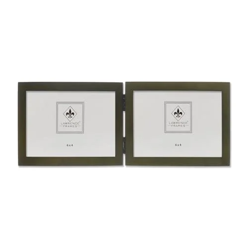 Collection Hinged Double yatay Wood Picture frame Gallery, 4 6 inç, Green