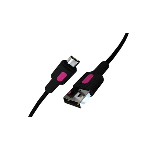 Coral Micro USB Hızlı Şarj Kablosu (Siyah + Fuşya/Siyah Uç) (120 CM)