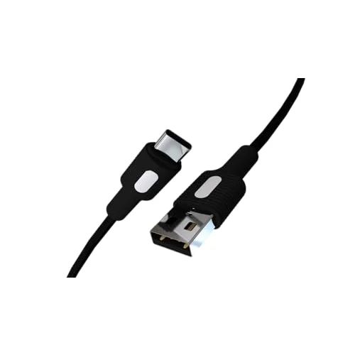 Coral USB A-C Hızlı Şarj Kablosu, Siyah Kablo, Beyaz/Siyah Uçlar (150 CM)