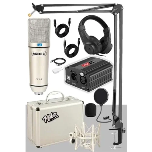 CX1-PH Kondanser Stüdyo Mikrofon Phantom Power Kulaklık Stand Full Set