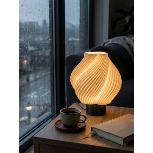 Designobee Krema- Modern Masa ve Gece Lambası – Ambiyans Lambası, Dekoratif LED Abajur, E14 Duy