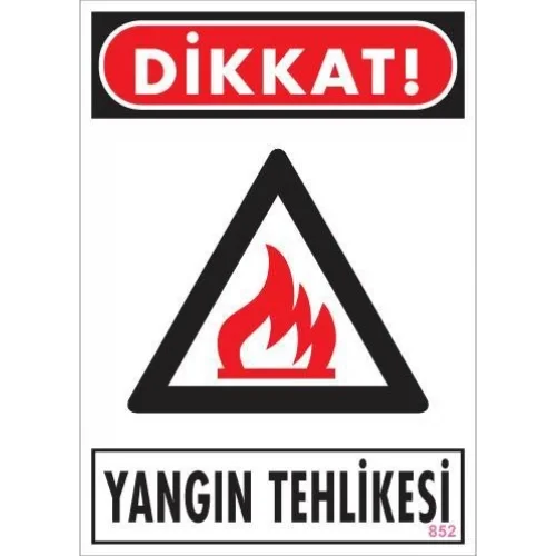 Mey İthalat® Dikkat Yangın Tehlikesi Uyarı Levhası 25x35 KOD:852