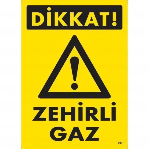 Mey İthalat® Dikkat Zehirli Gaz Uyarı Levhası 25x35 KOD:797
