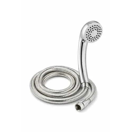 Duş Başlığı Seti 150 cm Hortumlu, 7.5 cm Başlık Çapı, 21 cm Krom Saplı El Duşu, Esnek Plastik Hortum, Paslanmaz Çelik Bağlantı, Basınç Artırıcı Duş Başlığı