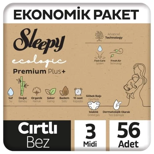 Ecologic Ekonomik Paket Bebek Bezi 3 Numara Midi 56 Adet
