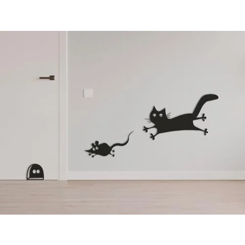 Eğlenceli Kedi ve Fare Duvar Dekorasyonu