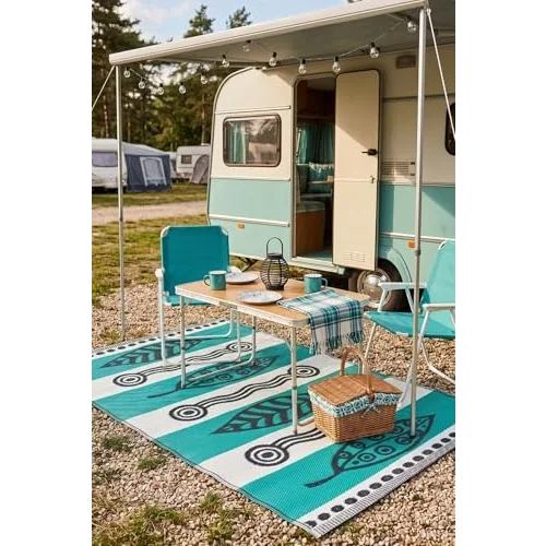 Esterilla Katlanabilir Hasır Kilim Mat | Çift Taraflı-Plaj-Piknik-Kamp-Bahçe-Balkon-Teras-Karavan