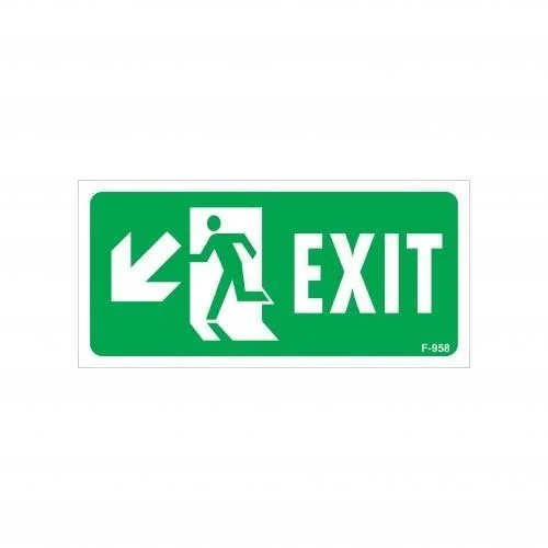 Mey İthalat® Exit Sol Aşağı Uyarı Levhası 17,5x25 KOD:958