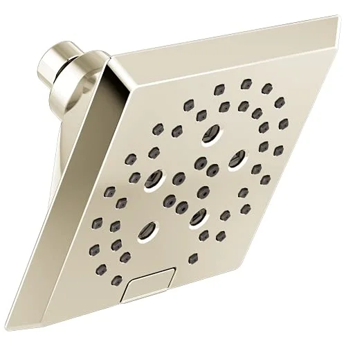Faucet 5-Spray H2Okinetic Raincan Duş Başlığı, Parlak Nikel Duş Başlığı, Kare Duş Başlığı, Duş Başlığı, Su Tasarruflu Duş Başlığı, Lumicoat Parlak Nikel 52664-PN-PR
