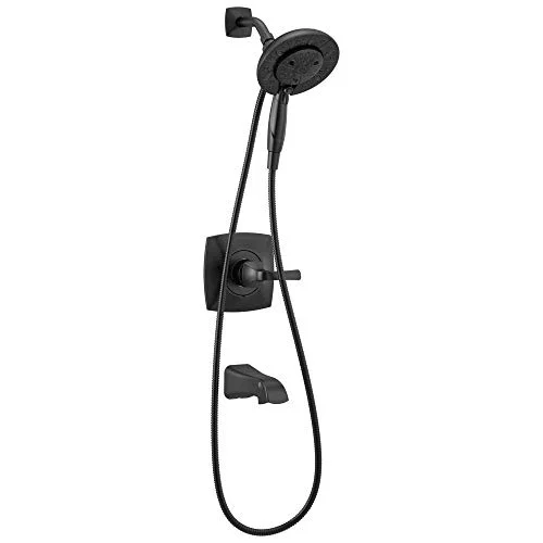 Faucet Vesna 14 Serisi Tek Kollu Duş Seti 5 Püskürtme H2Okinetic In2ition Çift El Hortumlu Duş Başlığı, Mat Siyah 144789-BL-I (Valf Dahildir)