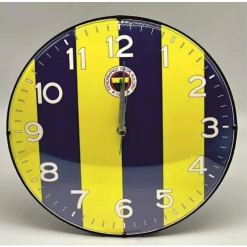 Fenerbahçe Lisanslı Duvar Saati Çizgili Yuvarlak 30 cm