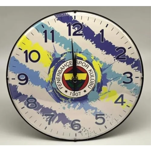Fenerbahçe Lisanslı Duvar Saati Renkli Yuvarlak 30 cm