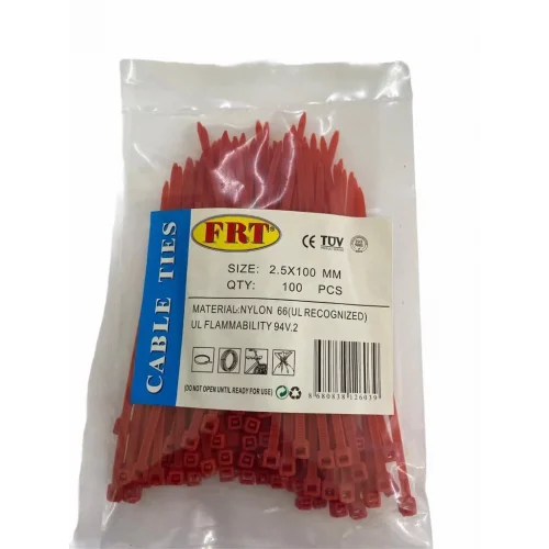 Mey İthalat® FRT Kırmızı 2,5x100 Kablo Bağı