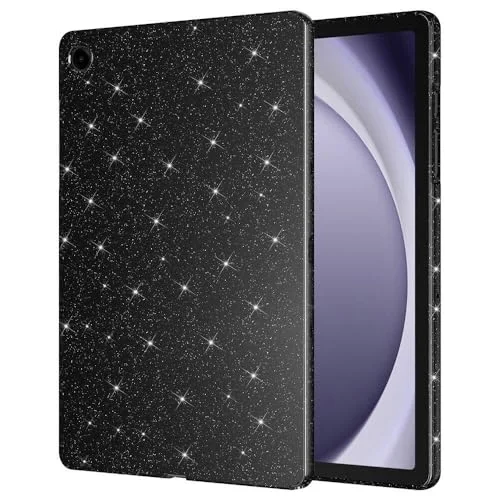 Galaxy ile uyumlu Tab S10 FE Simli Parlak Görünümlü Tablet Koton Kılıf Siyah