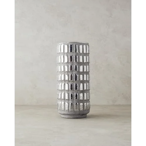 Glossy Stoneware Vazo Silver