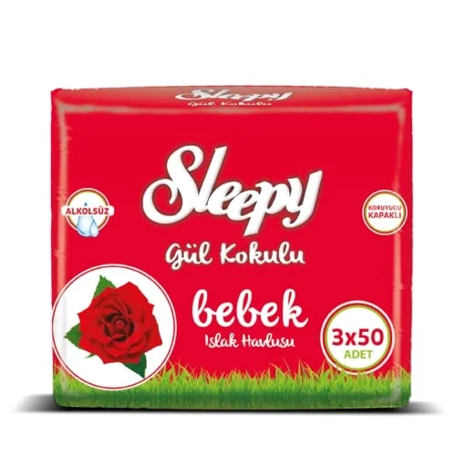Gül Kokulu Islak Havlu, 3lü paket, 150 Yaprak