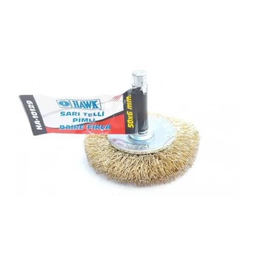 Mey İthalat® Hawk HA10129 Pimli Sarı Tel Daire Fırça 50x6 mm