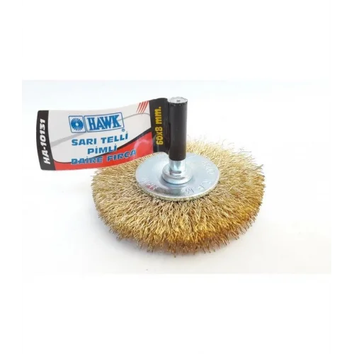 Mey İthalat® Hawk HA10131 Pimli Sarı Tel Daire Fırça 60x8 mm