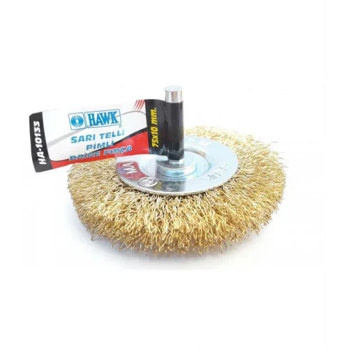 Mey İthalat® Hawk HA10133 Pimli Sarı Tel Daire Fırça 75x10 mm