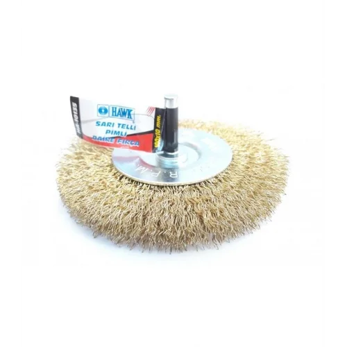 Mey İthalat® Hawk HA10135 Pimli Sarı Tel Daire Fırça 100x10 mm