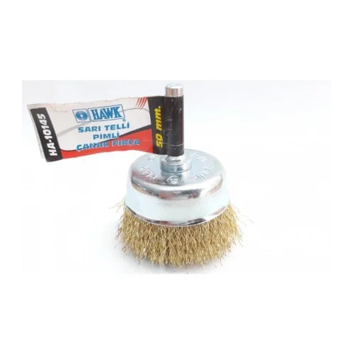 Mey İthalat® Hawk HA10145 Pimli Sarı Tel Çanak Fırça 50 mm