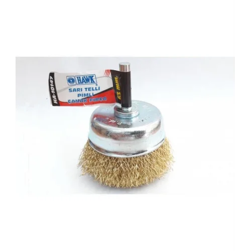 Mey İthalat® Hawk HA10147 Pimli Sarı Tel Çanak Fırça 65 mm