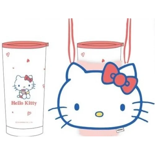 Hello Kitty Lisansı Sanrio Paslanmaz Çelik Bardak Dekoratif Kılıflı 550 mL