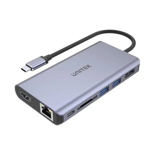 Hub USB-C MST Triple Ekran, 2 x HDMI + VGA, 1 x USB-A Port ve USB-C Power Delivery 100W │ USB 3.1 5 Gbps, 4K@30Hz, 2K@60Hz, Alüminyum, SuperSpeed