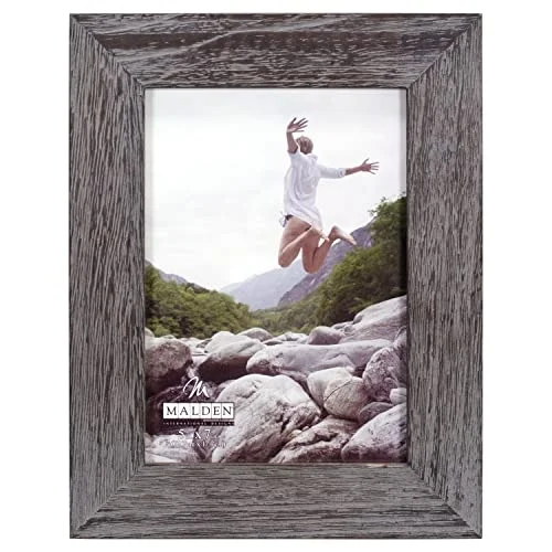 International Designs Rustikal Fashion breit Linear graywash Holz Bilderrahmen, 5 x 7, grau