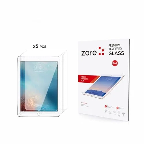 iPad 9.7 2018 (6.Nesil) ile uyumlu Tablet Set 5 adet Temperli Cam Ekran Koruyucu Şeffaf
