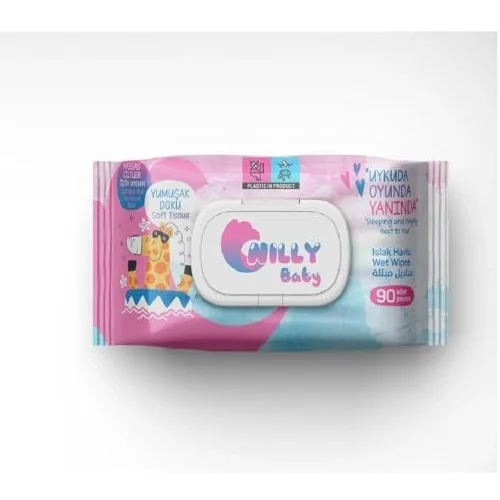 Islak Havlu 90 Yumuşak Doku Pembe Kapaklı