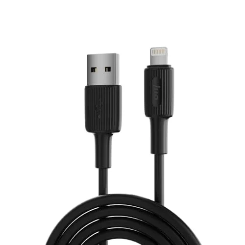 Juo 12W 2.4A USB-A to Lightning iPhone iPad ile Uyumlu Silikon Hızlı Şarj ve Data Kablosu Siyah 2 Metre