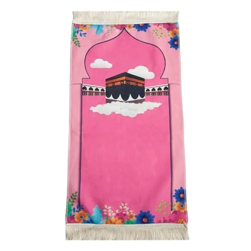 Kabeli Çiçek Desenli Çocuk Seccadesi Pembe