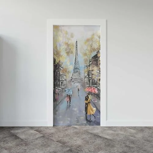 Kapı Giydirme Kapı Sticker Folyosu Paris Sarı Yağlıboya