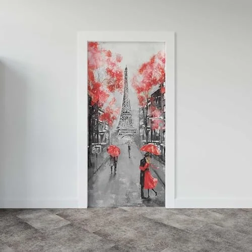 Kapı Giydirme Kapı Sticker Folyosu ParisYağlıboya