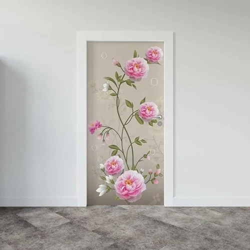 Kapı Giydirme Kapı Sticker Folyosu Pembe Gül