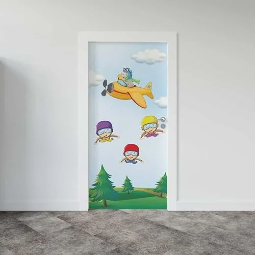 Kapı Giydirme Kapı Sticker Folyosu Uçak Çiçekler
