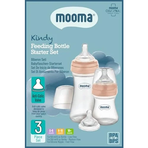 Kindy Antikolik 150 ml, 250 ml PP Biberon Başlangıç Seti, Rose Gold