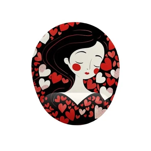 Kız ve Kalp Desenli Bilek Destekli Mouse Pad