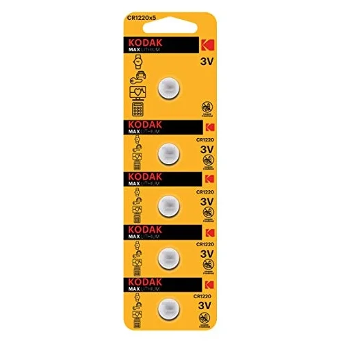 Kodak 30414389 CR1220 Lityum Para Pil, 5 Adet, Gri