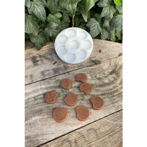 Kremalı Bisküvi Büyük Sekizli Mum Kalıbı (Silikon)