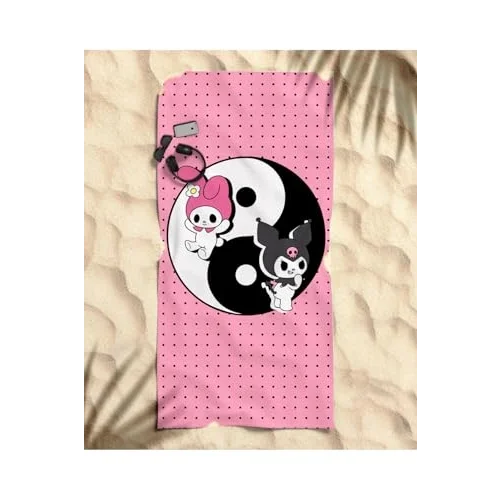 kuromi ying yang baskılı piaj havlusu Renkli Tek Ebat
